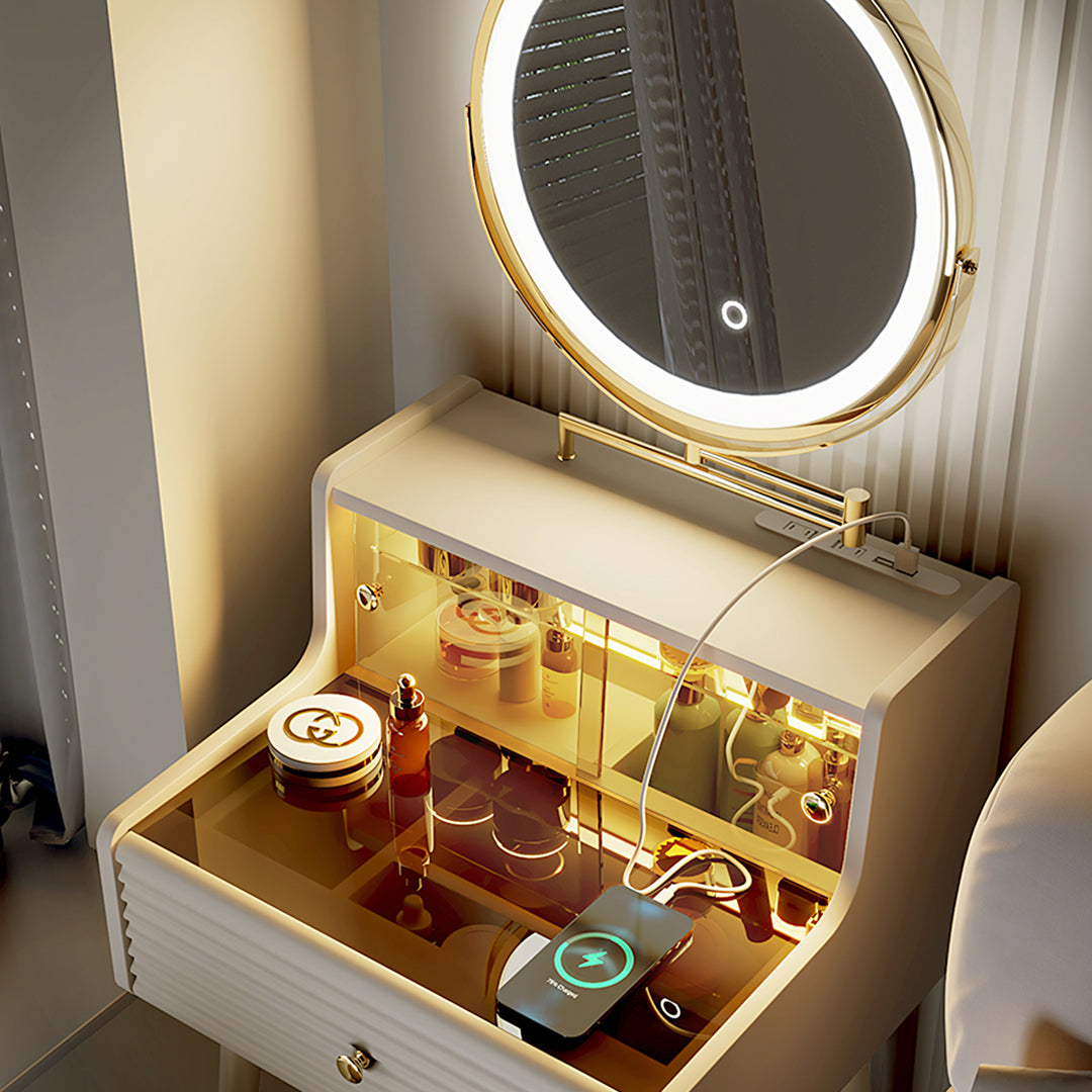 Thiago Narrow Mini Dressing Table For Small Corner, Cream