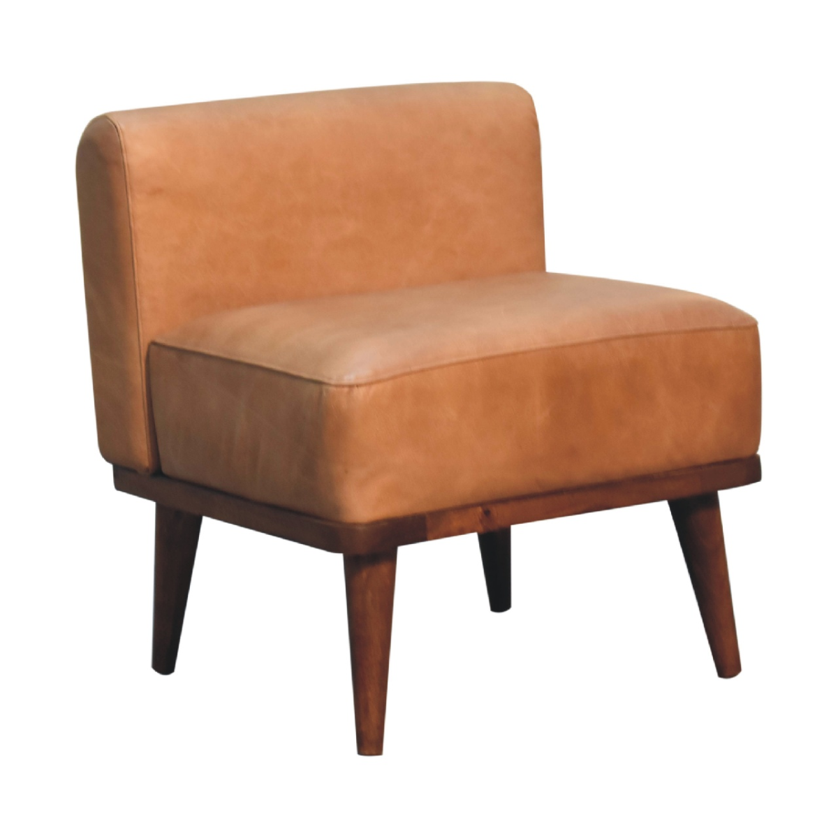 Artisan Furniture Solid Mango Wood Tan Buffalo Backrest Footstool