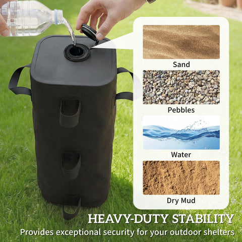 Outsunny Set of 4 Heavy Duty Gazebo Weights Bags, 500D Sand Weights with Carry Handles for Garden Marquee, Parasol, Black