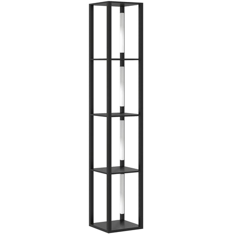 HOMCOM Floor Lamp with Shelves, 4 Layer Dimmable Column Modern Standing Lamp with 3 Brightness Levels and Foot Switch for Living Room, Bedroom, Office, Black