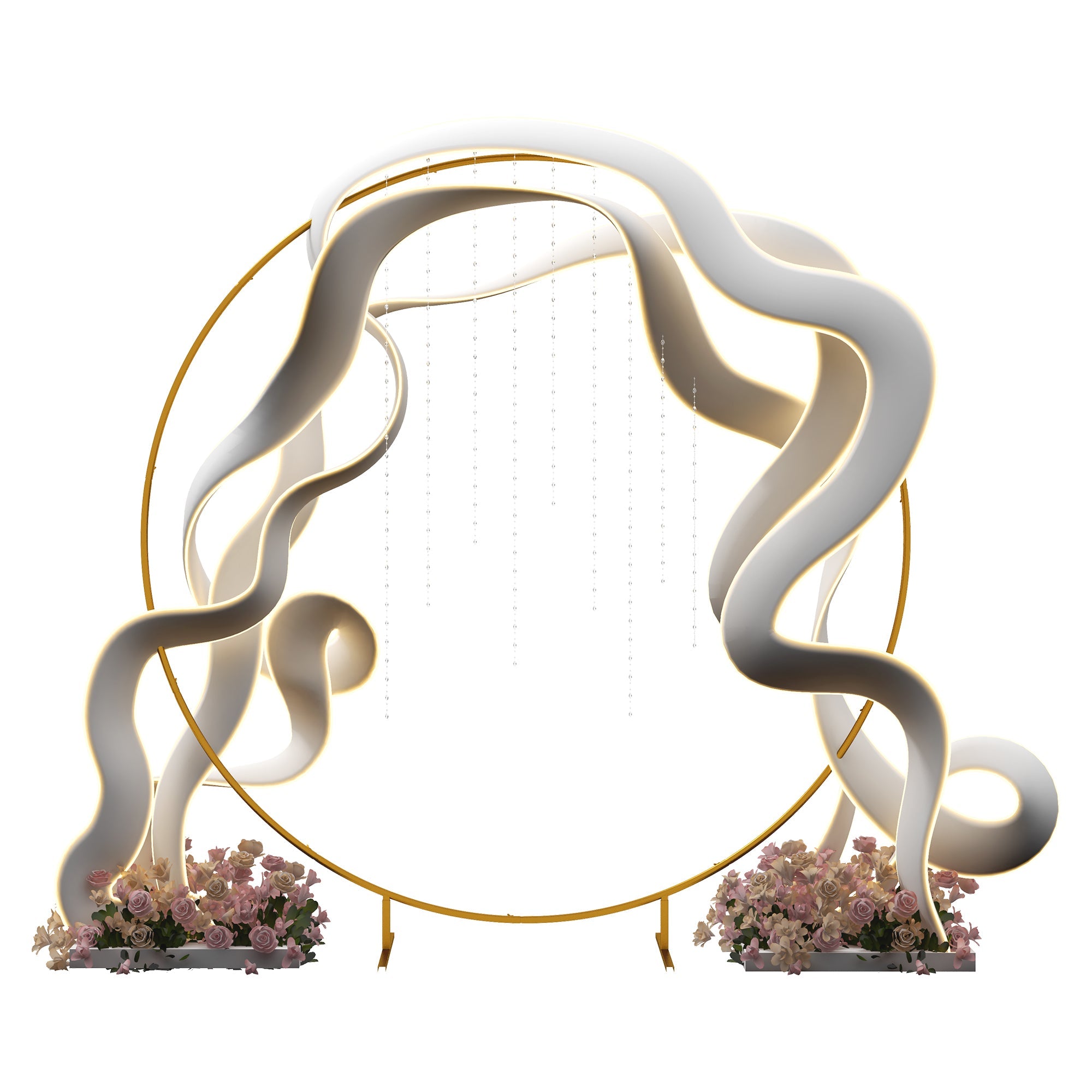 Outsunny 222cm Gold Tone Backdrop Stand, Round Metal Wedding Arch for Birthday Party, Bridal Shower, Graduation, Ceremony