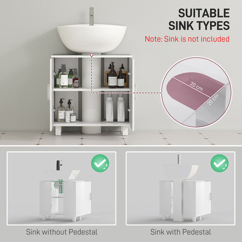 HOMCOM Bathroom Under Sink Cabinet for Basin without or with Pedestal - High Gloss White