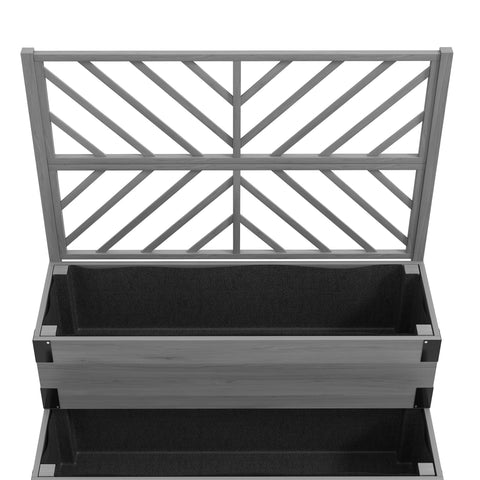 Outsunny Raised Garden Bed with Trellis, 2-Tier Wooden Elevated Planter Box  for Vegetables, Flowers, Herbs, Grey
