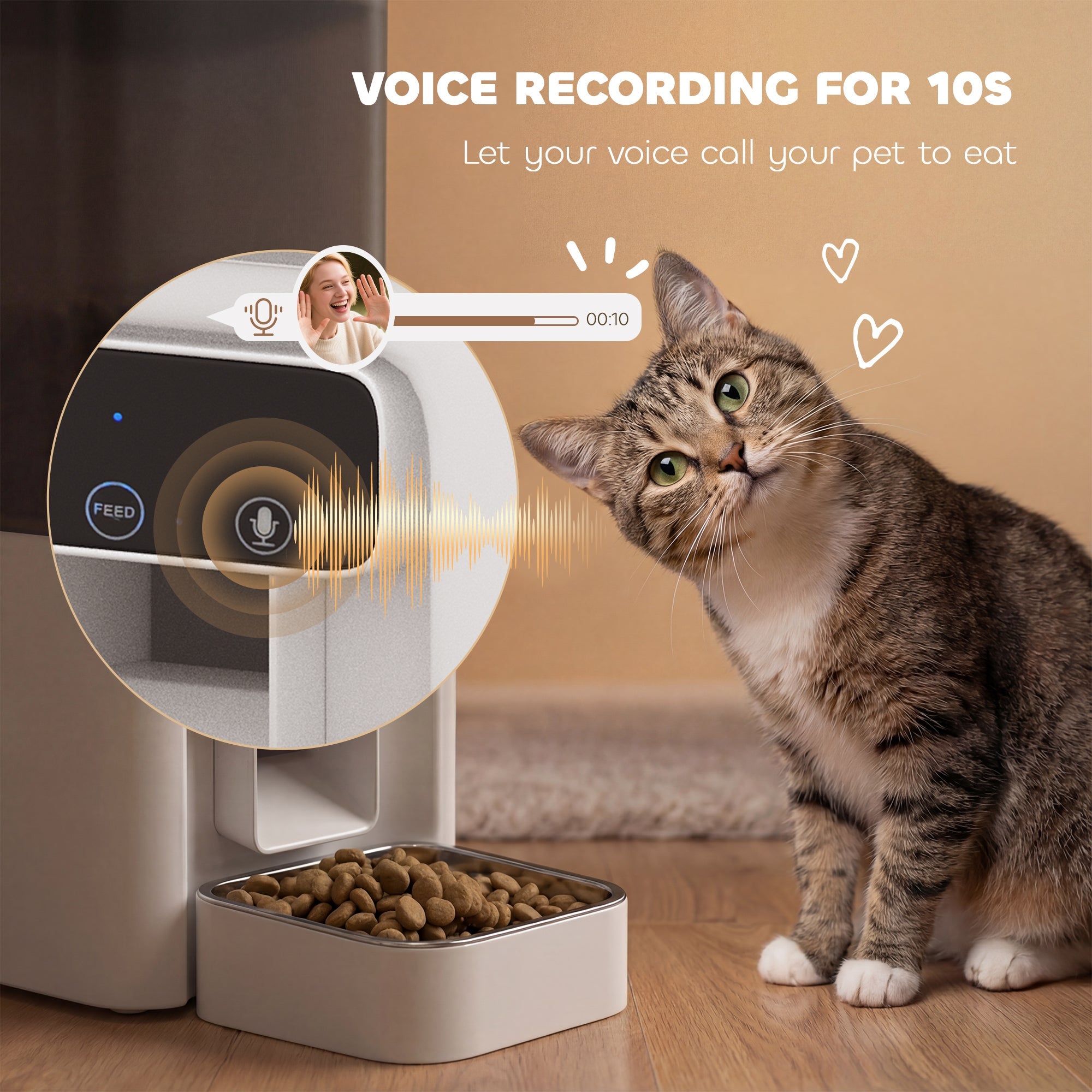 PawHut Automatic Cat Feeder, 4.5L WiFi Cat Food Dispenser with Timer, Programmable 1-10 Meals, Auto Pet Feeder