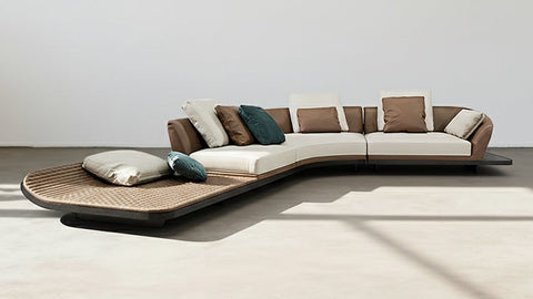 Dubois Three Seater Curved Sofa, Nappa Real Leather