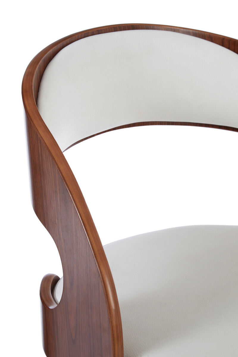 Parkar White Leather Effect Chair with Curved Back