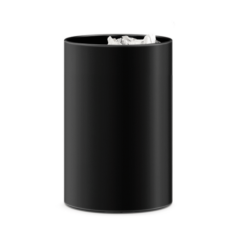 Zack Civos Black Stainless Steel Round 37.5 cm Waste Paper Basket 50508