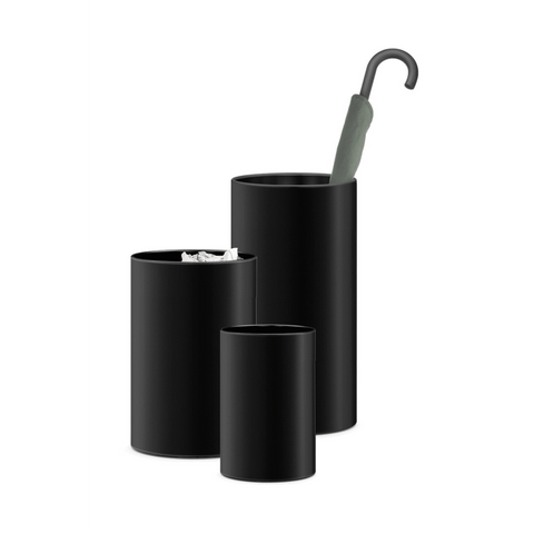 Zack Civos Black Stainless Steel Round 37.5 cm Waste Paper Basket 50508