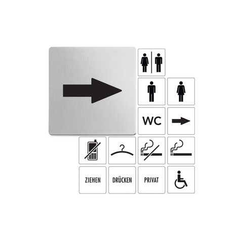 Zack Indici Premium Arrow Directional Sign - Brushed Steel 50716