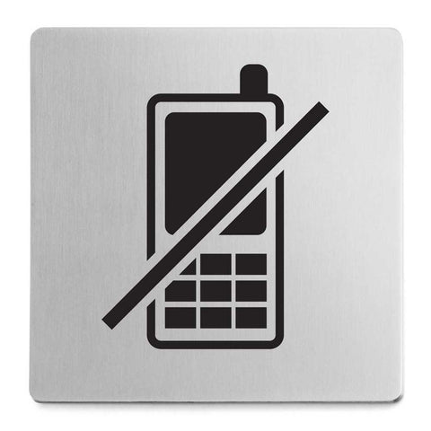 Zack Indici Premium No Mobile Phones Sign - Brushed Steel Elegance