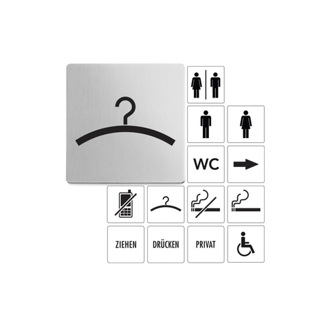 Premium Zack Indici Cloakroom Sign - Brushed Steel Elegance
