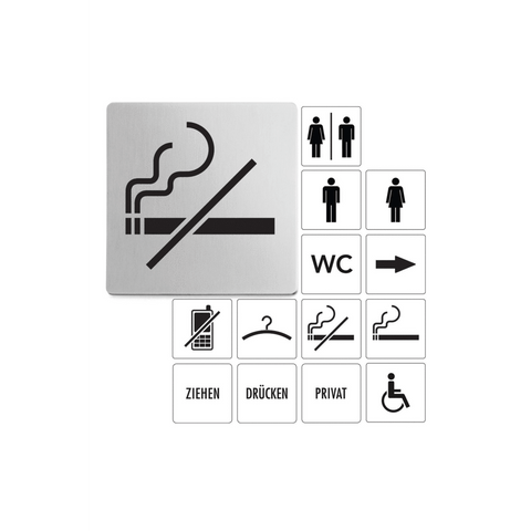 Premium Zack Indici No Smoking Sign - Brushed Stainless Steel 50719