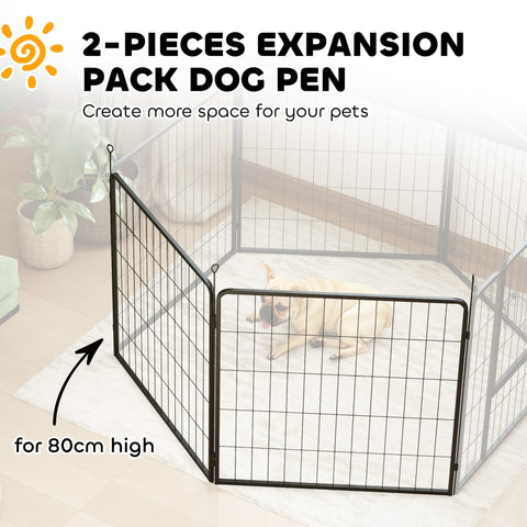 PawHut 2 Piece Dog Pen Expansion Pack for 80cm High Pet Playpen with 3 Stakes, for Small and Medium Dogs