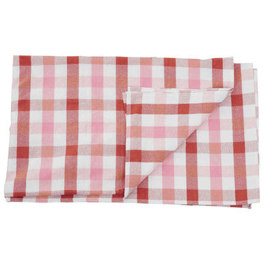 Thread and Loom Pink And Poppy Red Check Tablecloth