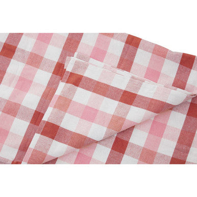 Thread and Loom Pink And Poppy Red Check Tablecloth