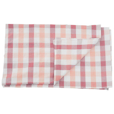 Thread and Loom Toasted Almond And Coral Check Tablecloth