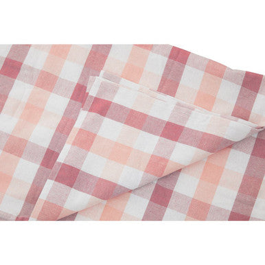 Thread and Loom Toasted Almond And Coral Check Tablecloth