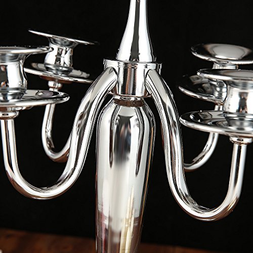 London Boutique Candlesticks Holders Candelabra Silver Solid Brass Decorative Centerpieces Wedding Birthday Gift 3 Arms or 5 Arms (5 Arms)