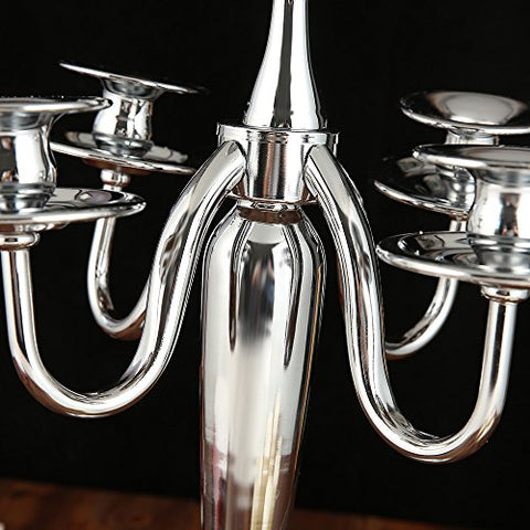 London Boutique Candlesticks Holders Candelabra Silver Solid Brass Decorative Centerpieces Wedding Birthday Gift 3 Arms or 5 Arms (5 Arms)