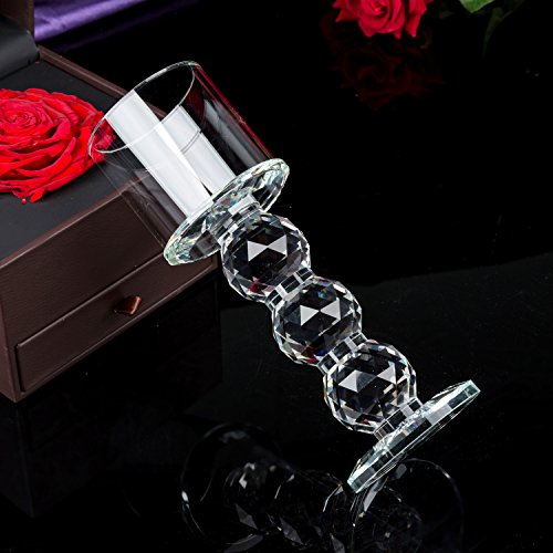 London Boutique Set 2 Decorative Gift Present Crystal Clear Cylinder Candle Holder 20cm