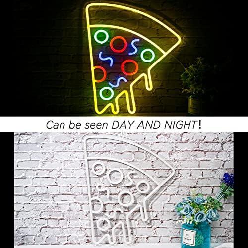 Pizza Neon Light Acrylic Led Sign Food Shape Neon Signs for Wall Yellow Led Pizza Neon Light Sign for Bedroom Restaurant Kitchen Party Decoration