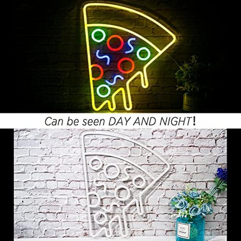 Pizza Neon Light Acrylic Led Sign Food Shape Neon Signs for Wall Yellow Led Pizza Neon Light Sign for Bedroom Restaurant Kitchen Party Decoration
