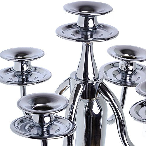 London Boutique Candlesticks Holders Candelabra Silver Solid Brass Decorative Centerpieces Wedding Birthday Gift 3 Arms or 5 Arms (5 Arms)