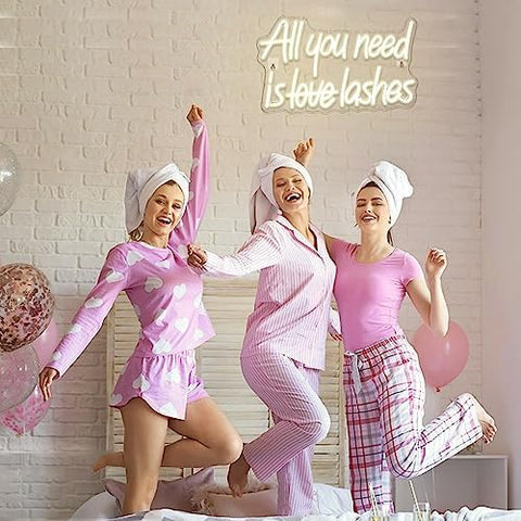 Looklight All You Need is Lashes Neon Sign Lashes Neon Signs for Wall Decor, Light up Signs Warm White Neon Sign USB Letter Neon Light Sign for Bedroom Beauty Girl Room Makeup Room Bar Party