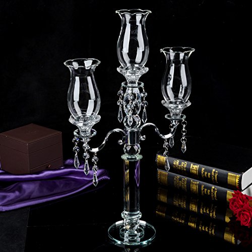 London Boutique Crystal Tea Light Candle Holders Decorative with swarovski crystal elements 3 Arms Gift Present (3 Arms)