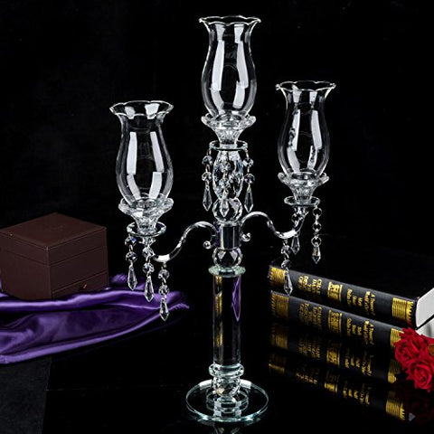 London Boutique Crystal Tea Light Candle Holders Decorative with swarovski crystal elements 3 Arms Gift Present (3 Arms)