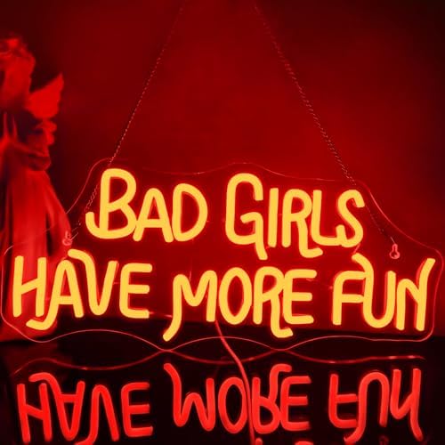 Looklight Bad Girls Have More Fun Neon Sign Red Led Neon Signs for Wall Decor Letter Neon Light Girl Neon Light Sign for Bedroom Girls Room Living Room Bar Club Party Shop