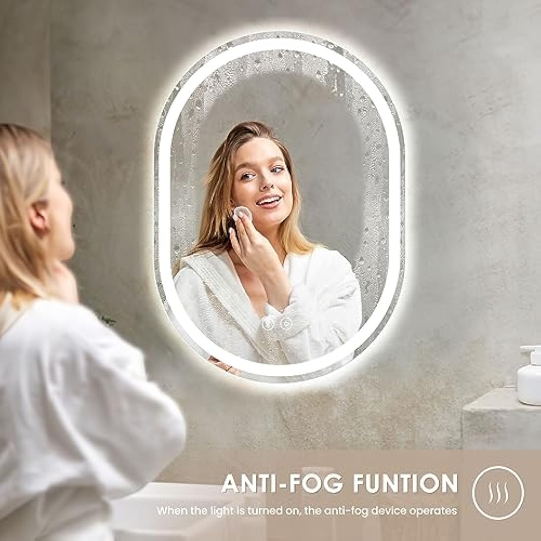 Dripex 600 x 800 mm Bluetooth Oval Bathroom LED Mirror, Illuminated Backlit Wall Mounted Bathroom Mirror with Demister, Anti-fog, 3 Lighting Modes, Dimming Light, IP44