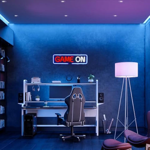 Wanxing Game On Neon Light Sign, Gaming Neon Sign for Wall Decor, Game Lights Signs,LED Light with USB Powered for Game Room,Competition,Zone