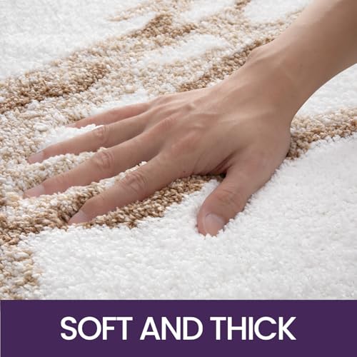 DEXI Bath Mat 61 x 110 cm, Non-Slip Absorbent Bathroom Mats, Machine Washable, Soft and Thick Microfibre Shower Rug, White
