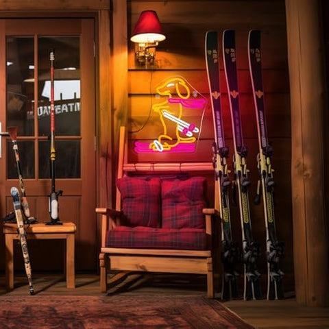 Horseneon Skateboard Neon Sign Sled Dachshund Neon Sign for Wall Decor Dimmable Animal Light up Sign for Bedroom Pet Shop Dog Lover