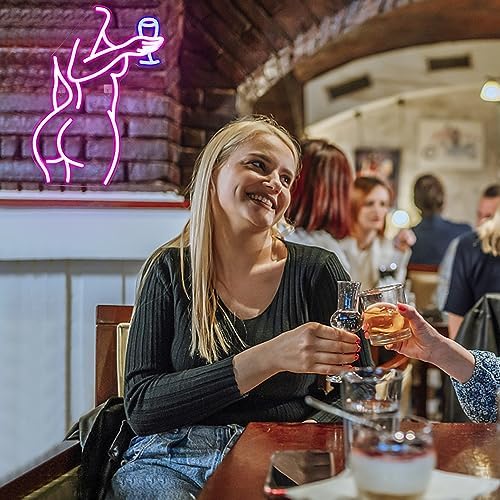 Lady Back Neon Sign Pink Woman Neon Lights Led Sexy Lady Led Sign Pink Light up for Bedroom Bar Man Cave Cafe Wall Decor for Party Decorations