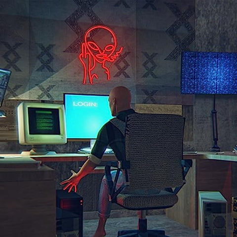 SIGNSHIP Alien Neon Light Sign for Wall Decor USB Decorative Led Neon Signs Novel Red Alien Led Sign for Home Kids Room, Bar, Club, Bedroom, Party