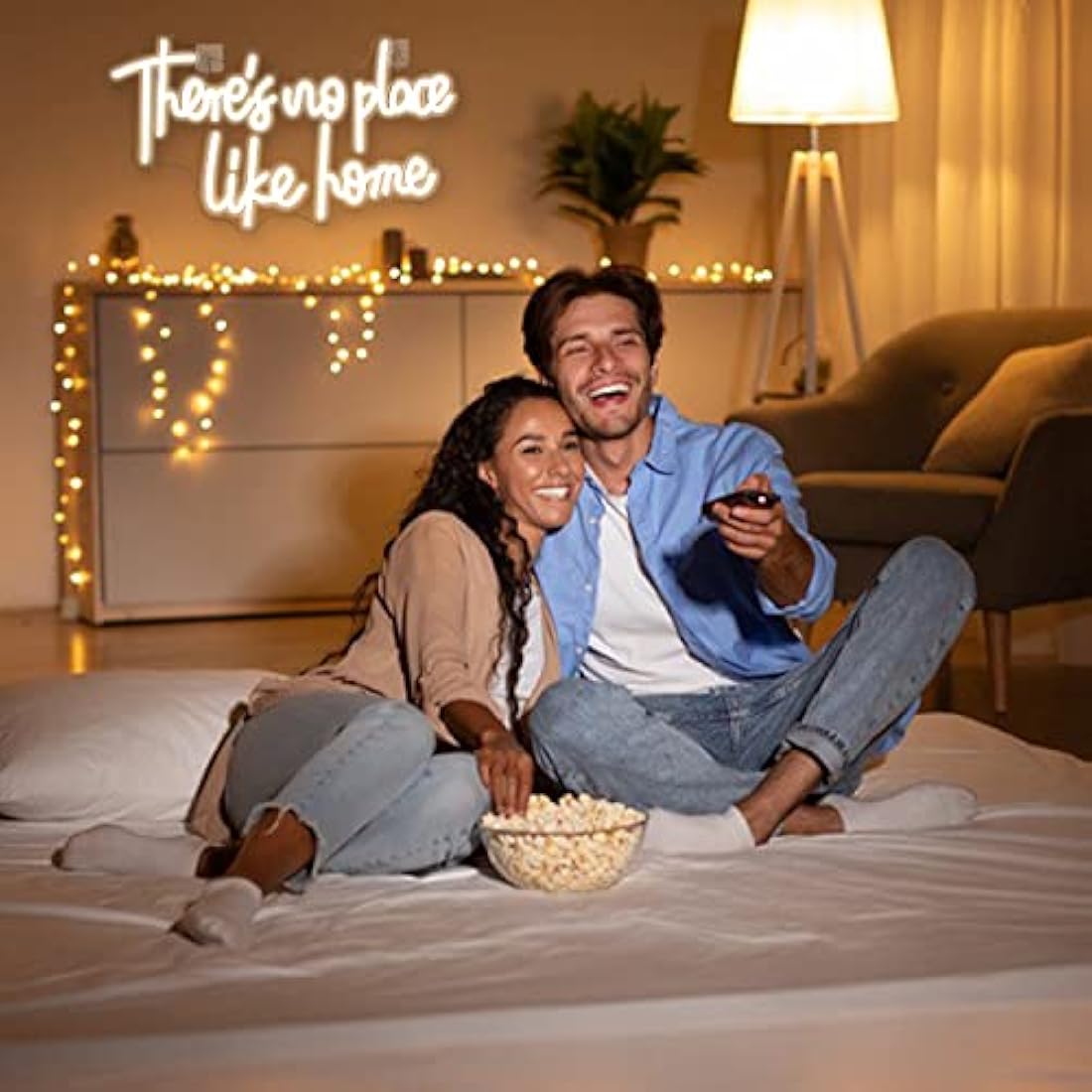 Looklight There’s no Place Like Home Neon Sign Warm White Neon Signs for Wall Decor, LED Light Sign USB Letter Light Up Signs for Bedroom Living Room Home Birthday Wedding Party