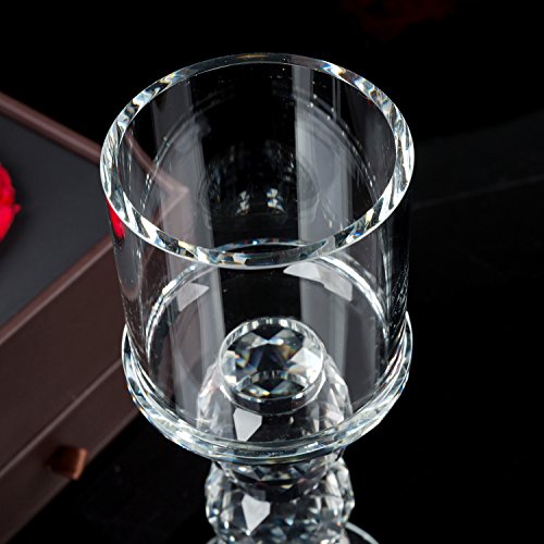 London Boutique Set 2 Decorative Gift Present Crystal Clear Cylinder Candle Holder 20cm