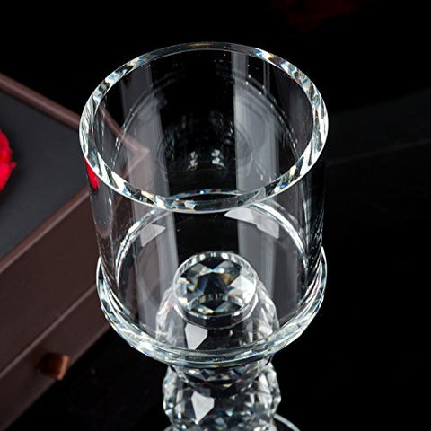 London Boutique Set 2 Decorative Gift Present Crystal Clear Cylinder Candle Holder 20cm