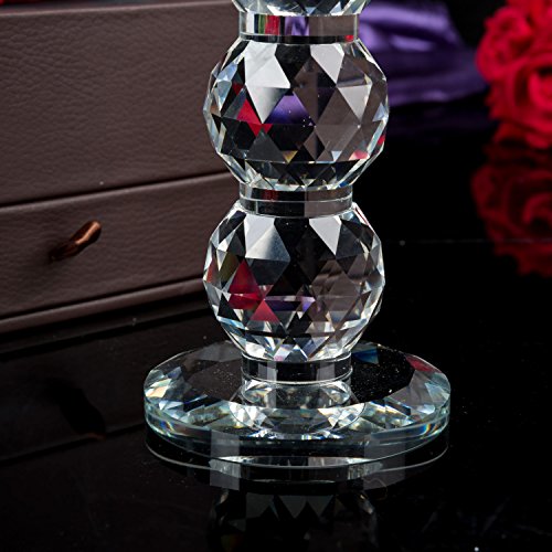 London Boutique Set 2 Decorative Gift Present Crystal Clear Cylinder Candle Holder 20cm