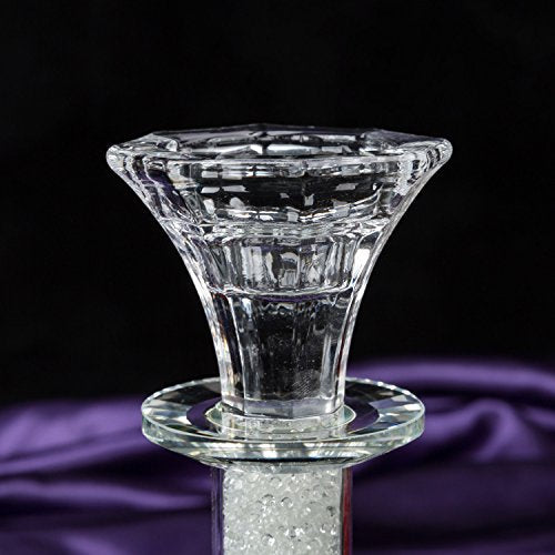 London Boutique Tea light Dinner Candle Holder Set 2 Crystal Studs Filled Decorative Gift Present in Gift Box