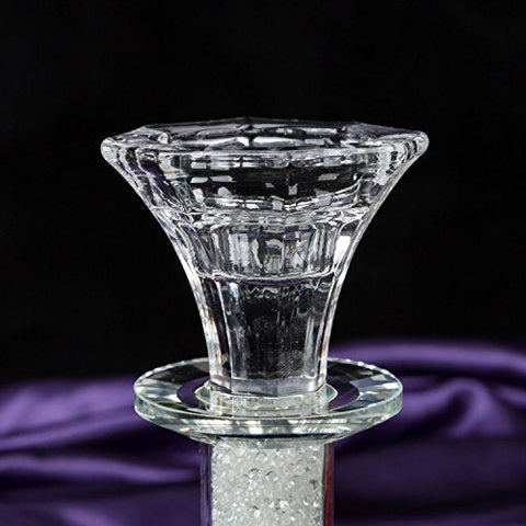 London Boutique Tea light Dinner Candle Holder Set 2 Crystal Studs Filled Decorative Gift Present in Gift Box