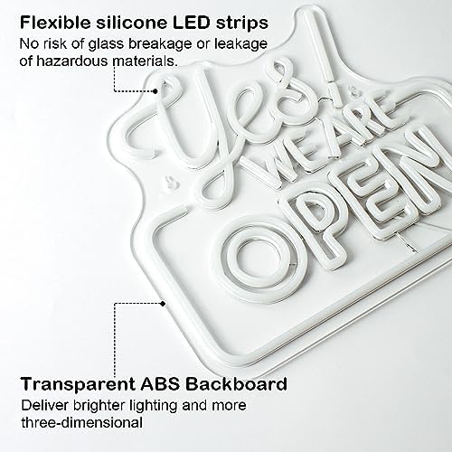 SIGNSHIP Open Neon Sign LED Sign Yes! WE are Open Neon Signs for Wall Decor Yellow&Pink&Blue Open Neon Light Sign Light Up Sign for Bar Restaurant Hotel Shop Club Decor