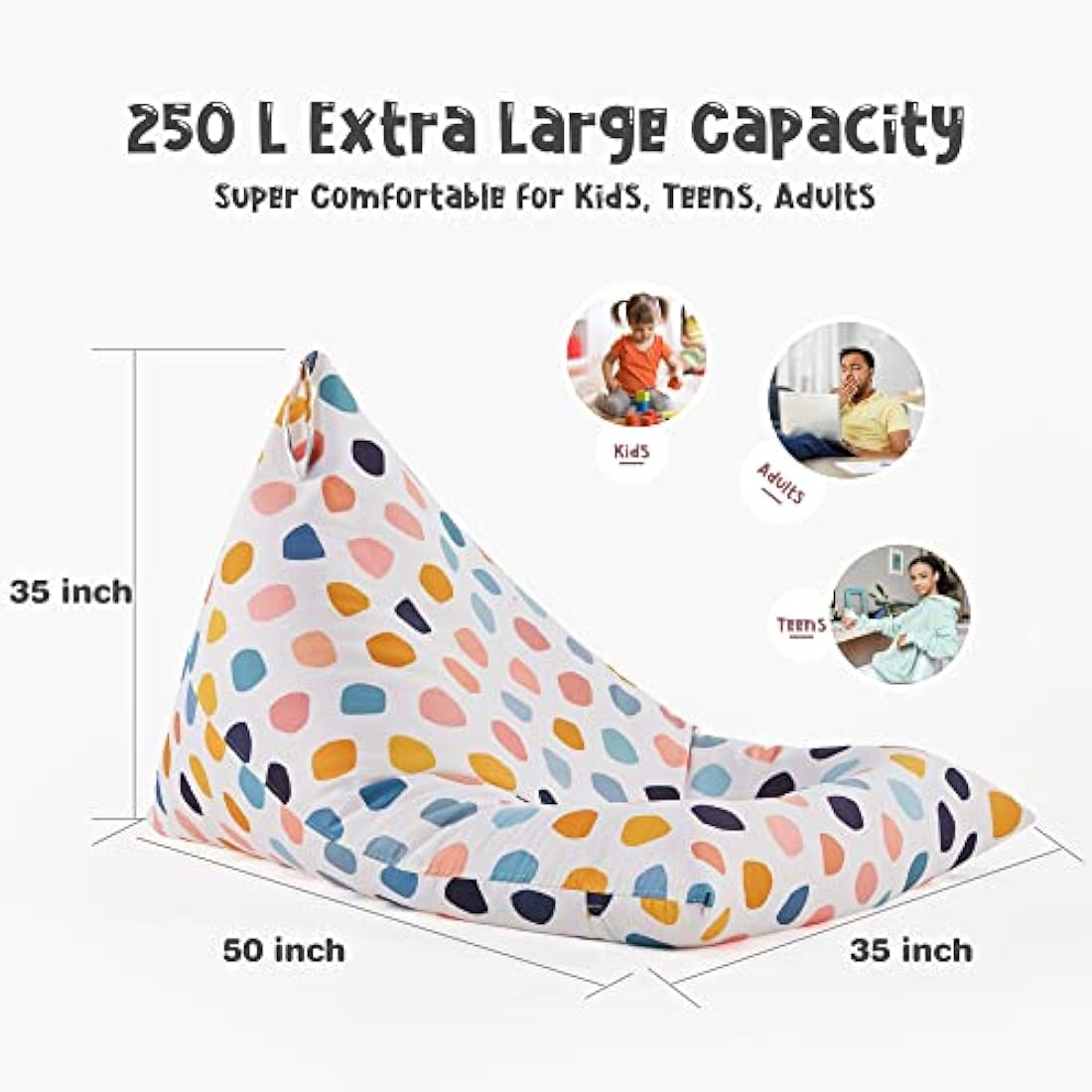 Nobildonna Stuffed Animal Storage Bean Bag for Kids (No Filler), Extra Large 250L Bean Bag Chair Cover Only, Washable Beanbag Without Filling Soft Premium Canvas Stuffable Bean Bag Cover