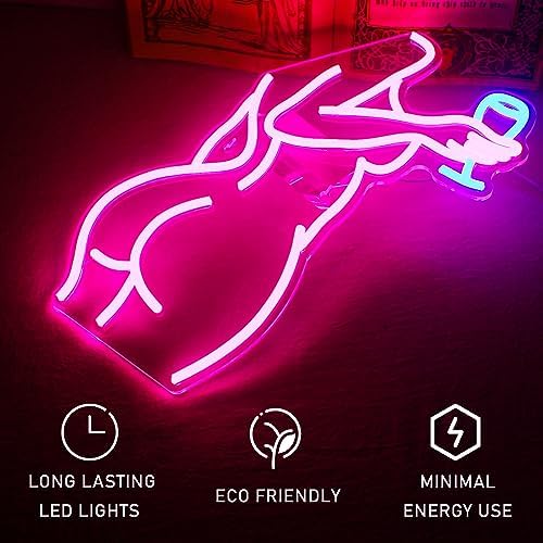 Lady Back Neon Sign Pink Woman Neon Lights Led Sexy Lady Led Sign Pink Light up for Bedroom Bar Man Cave Cafe Wall Decor for Party Decorations