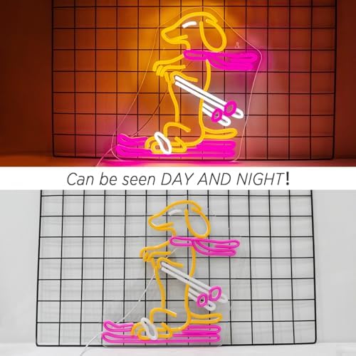 Horseneon Skateboard Neon Sign Sled Dachshund Neon Sign for Wall Decor Dimmable Animal Light up Sign for Bedroom Pet Shop Dog Lover
