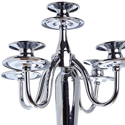 London Boutique Candlesticks Holders Candelabra Silver Solid Brass Decorative Centerpieces Wedding Birthday Gift 3 Arms or 5 Arms (5 Arms)