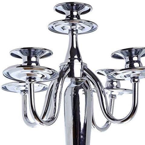 London Boutique Candlesticks Holders Candelabra Silver Solid Brass Decorative Centerpieces Wedding Birthday Gift 3 Arms or 5 Arms (5 Arms)