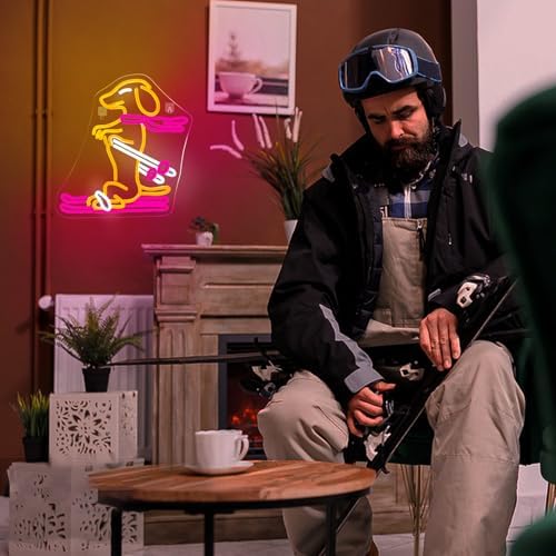 Horseneon Skateboard Neon Sign Sled Dachshund Neon Sign for Wall Decor Dimmable Animal Light up Sign for Bedroom Pet Shop Dog Lover